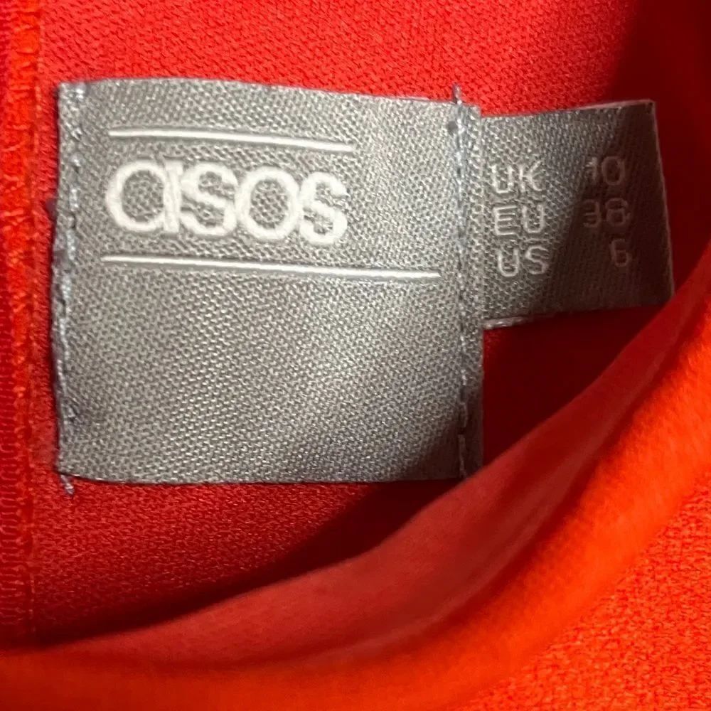 ASOS High Neck Overlapping Shift Dress Orange Size 6 - Picture 4 of 4